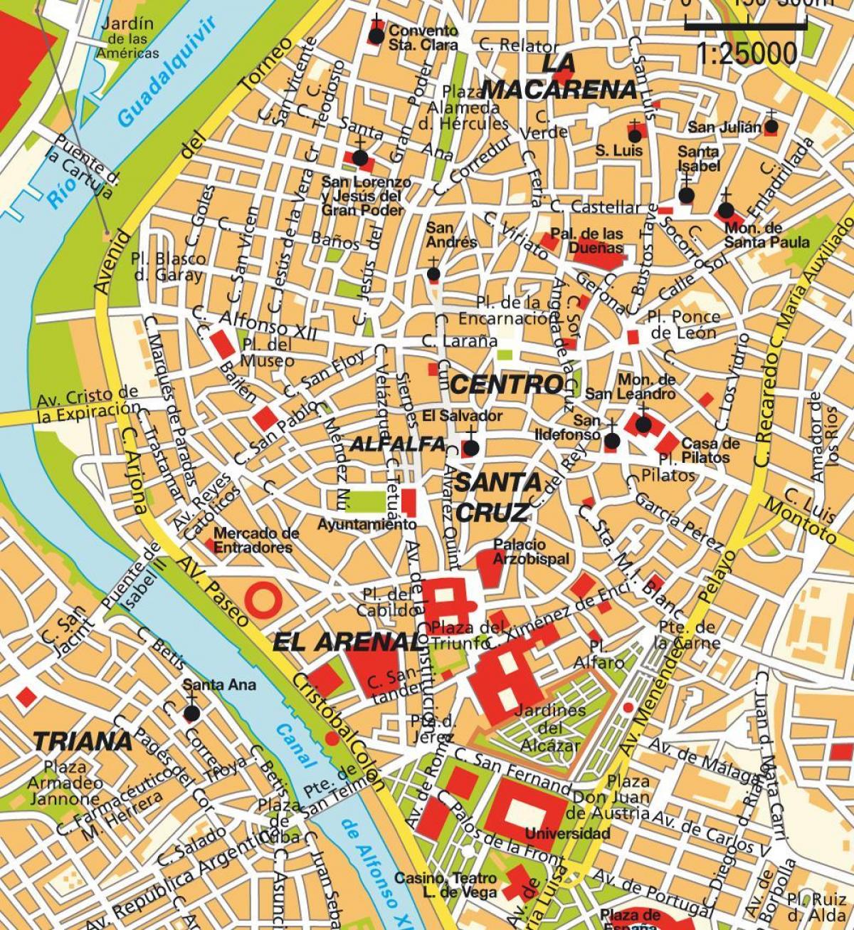 نقشه از مرکز شهر سویل اسپانیا